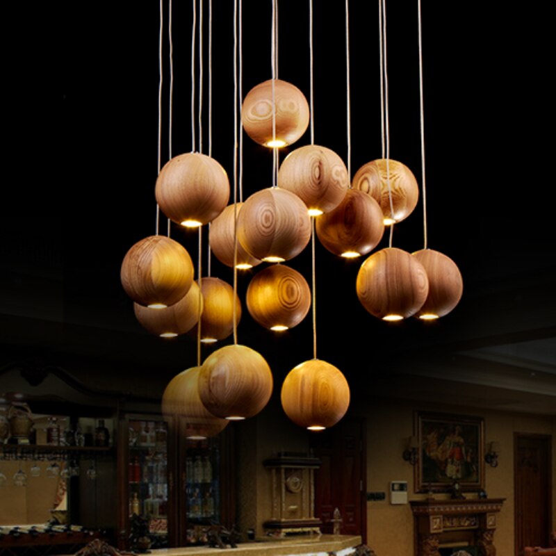 Glevato | Wooden Ball Pendant Light | Modern Natural Design
