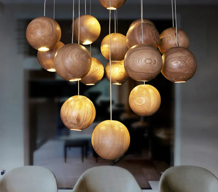 Glevato | Wooden Ball Pendant Light | Modern Natural Design
