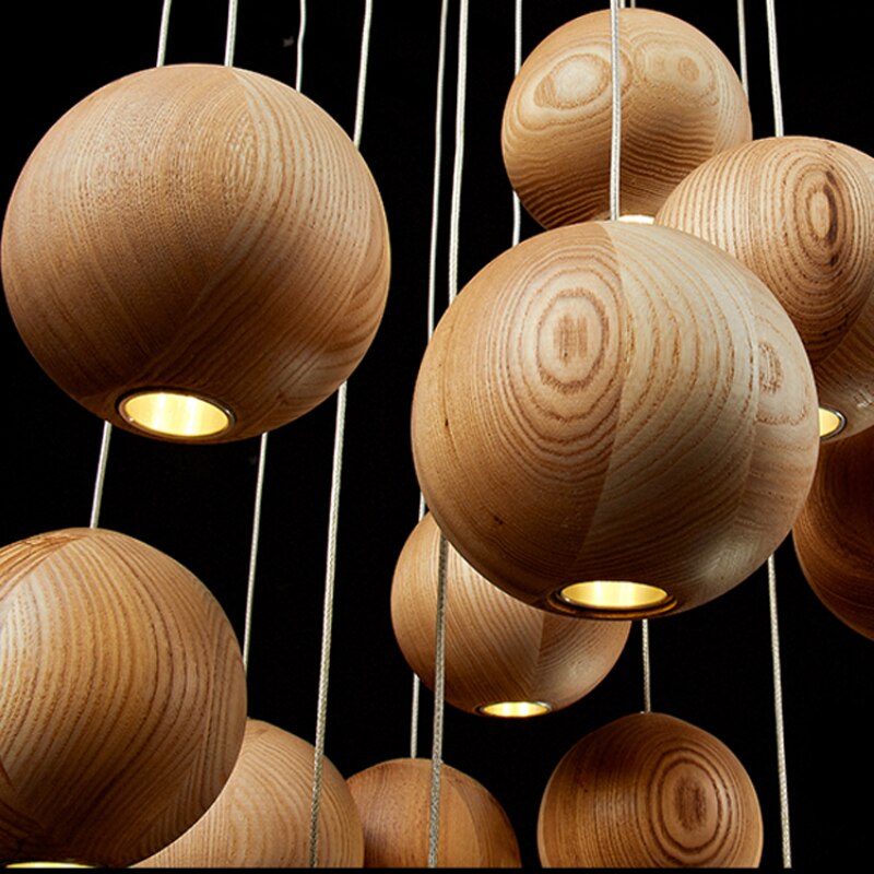 Glevato | Wooden Ball Pendant Light | Modern Natural Design