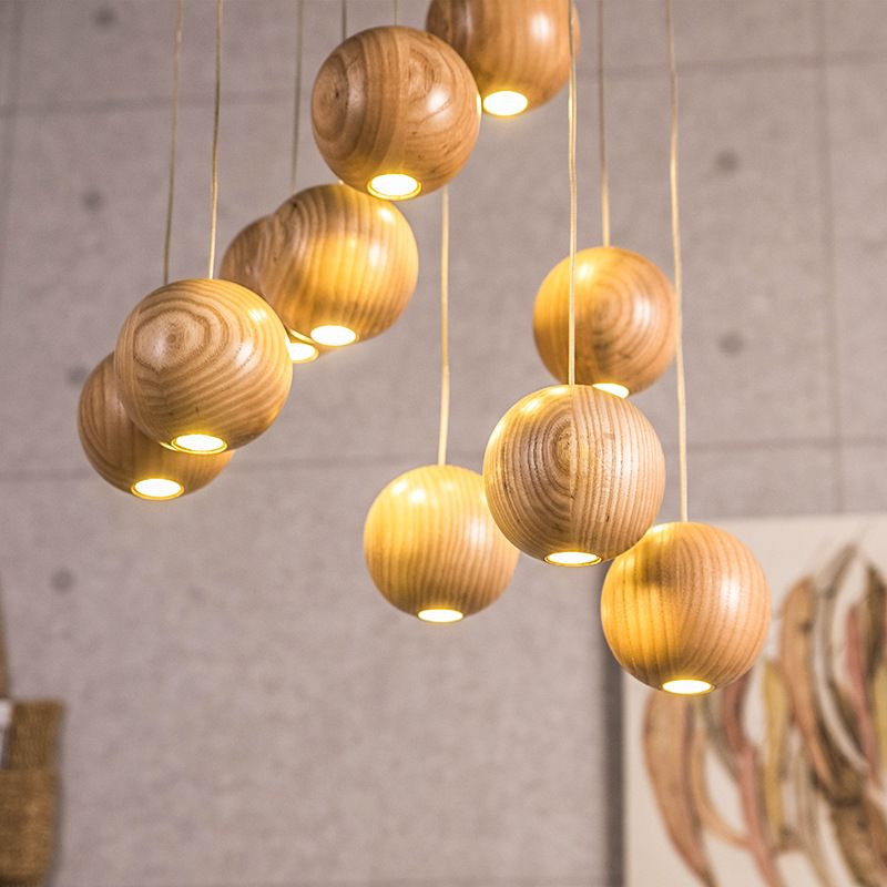 Glevato | Wooden Ball Pendant Light | Modern Natural Design