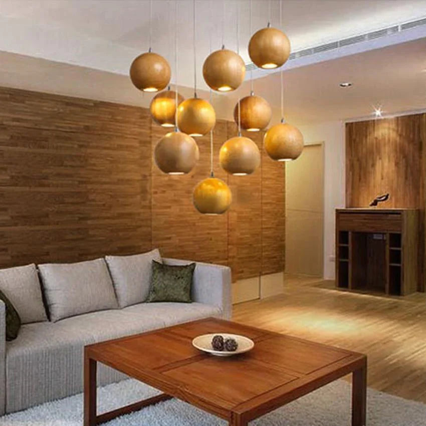 Glevato | Wooden Ball Pendant Light | Modern Natural Design