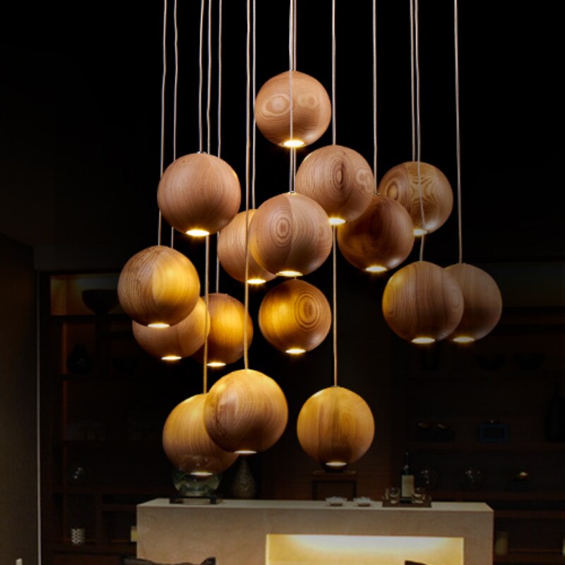 Glevato | Wooden Ball Pendant Light | Modern Natural Design