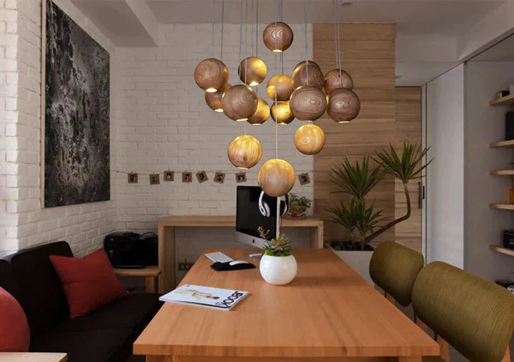 Glevato | Wooden Ball Pendant Light | Modern Natural Design