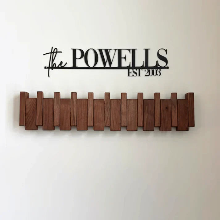 Glevato | Wooden Wall Mounted Coat Rack with Piano Key Design