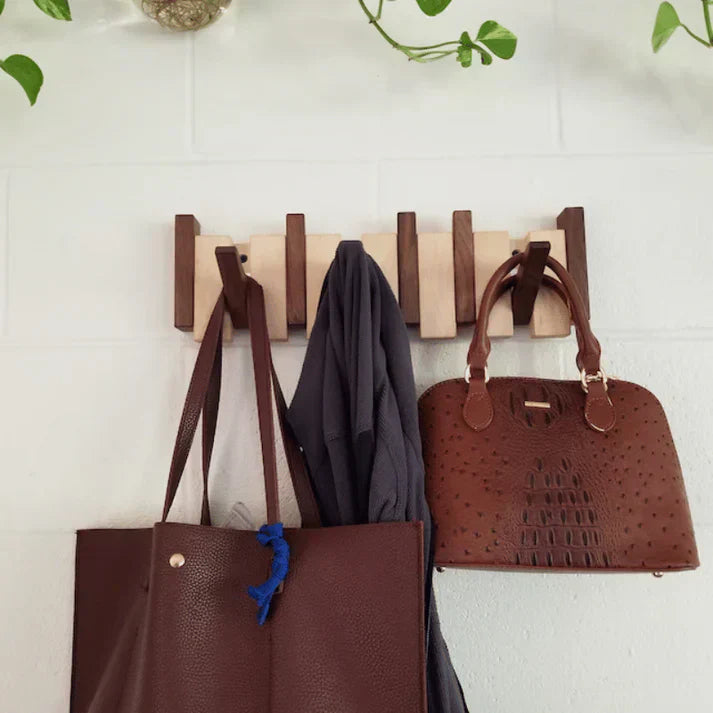 Glevato | Wooden Wall Mounted Coat Rack with Piano Key Design
