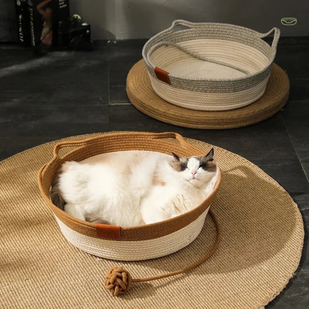 Handwoven Cotton Rope Cat Bed – DreamNest Glevato