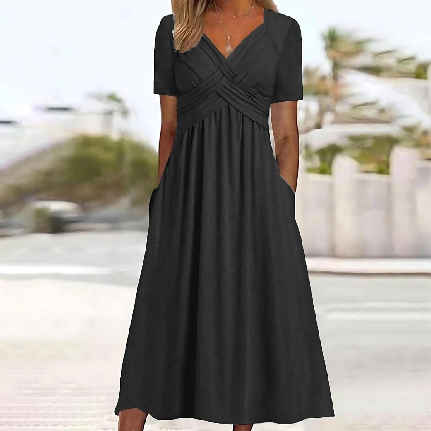Jamaica - Elegant Midi Dress with Belly Coverage