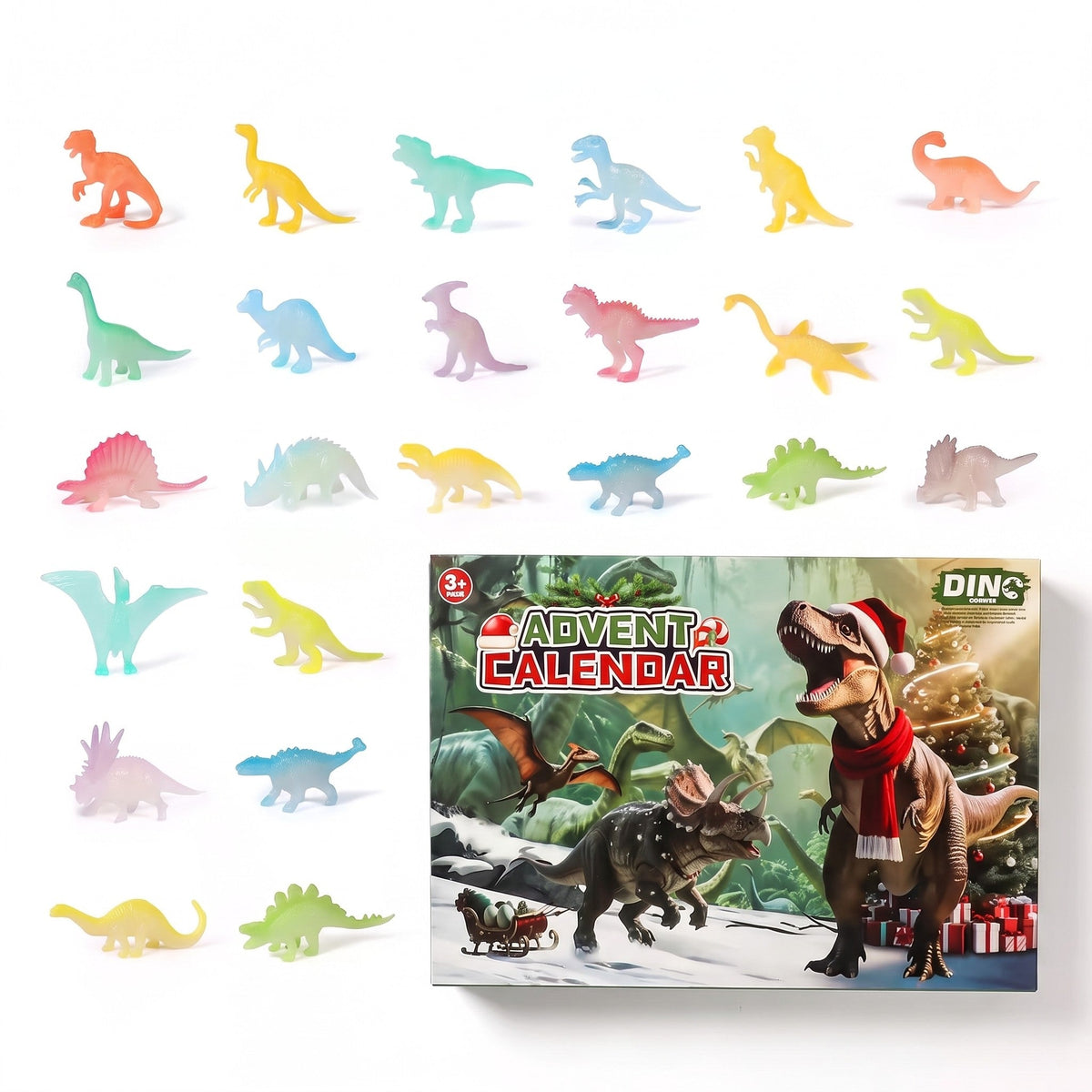 Kalendarz adwentowy z dinozaurami - 24 figurki dinozaurów do odliczania do świąt