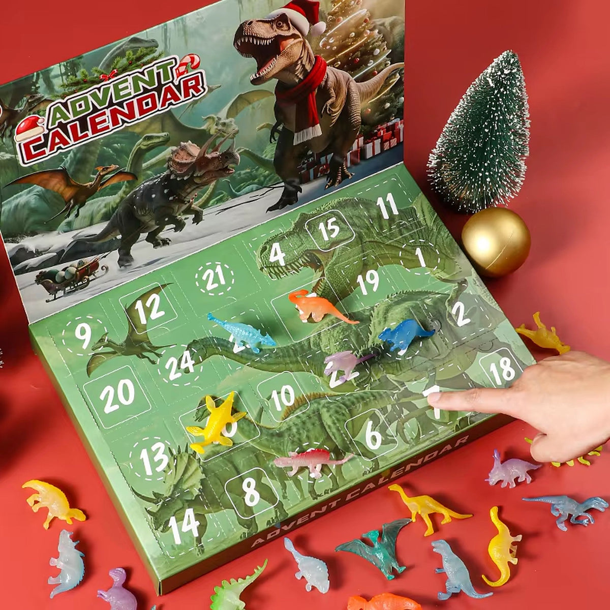 Kalendarz adwentowy z dinozaurami - 24 figurki dinozaurów do odliczania do świąt