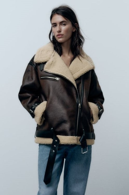 Karina | Jacket with Lapels Made of Synthetic Material