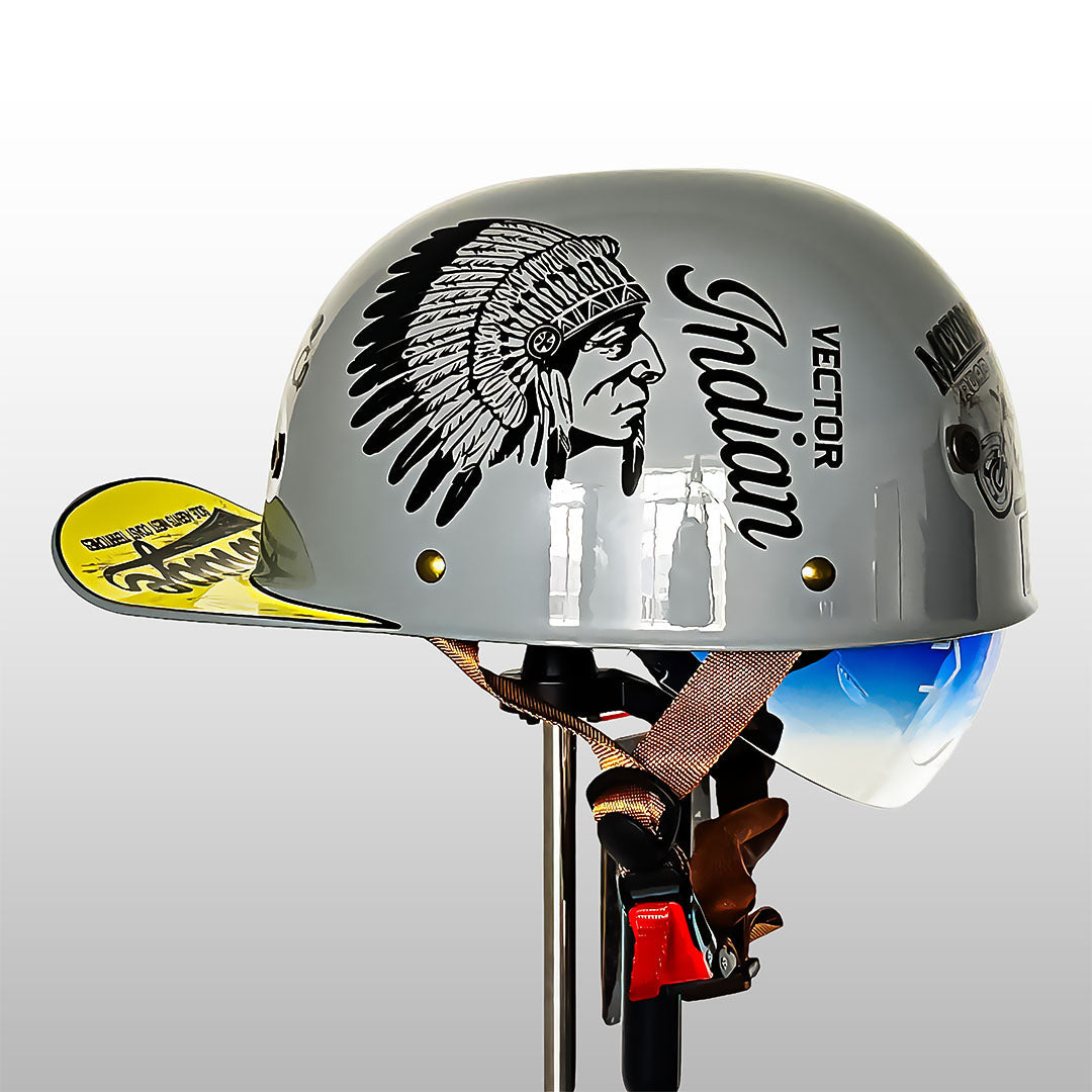 Kask motocyklowy w stylu czapki z daszkiem