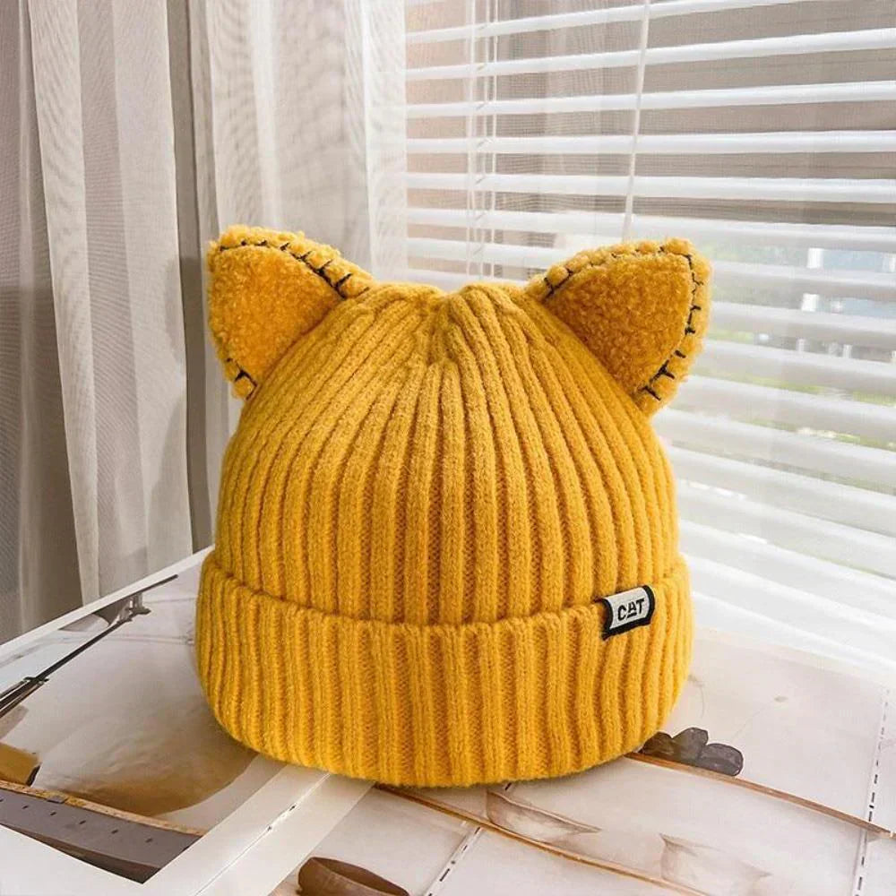 Knitted Winter Hat with Cat Ears - PurrWarm