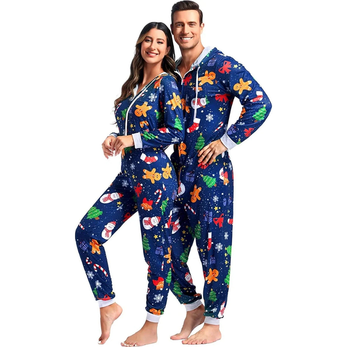 Kombinezon Onesie dla dorosłych - świąteczny zestaw dla par z zamkiem błyskawicznym