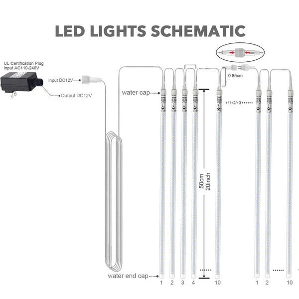 Lampki LED spadające sople do dekoracji zewnętrznej