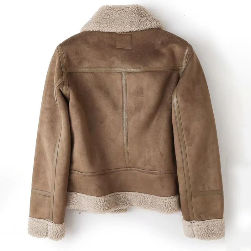 Leather jacket with sherpa lining for winter - Macie