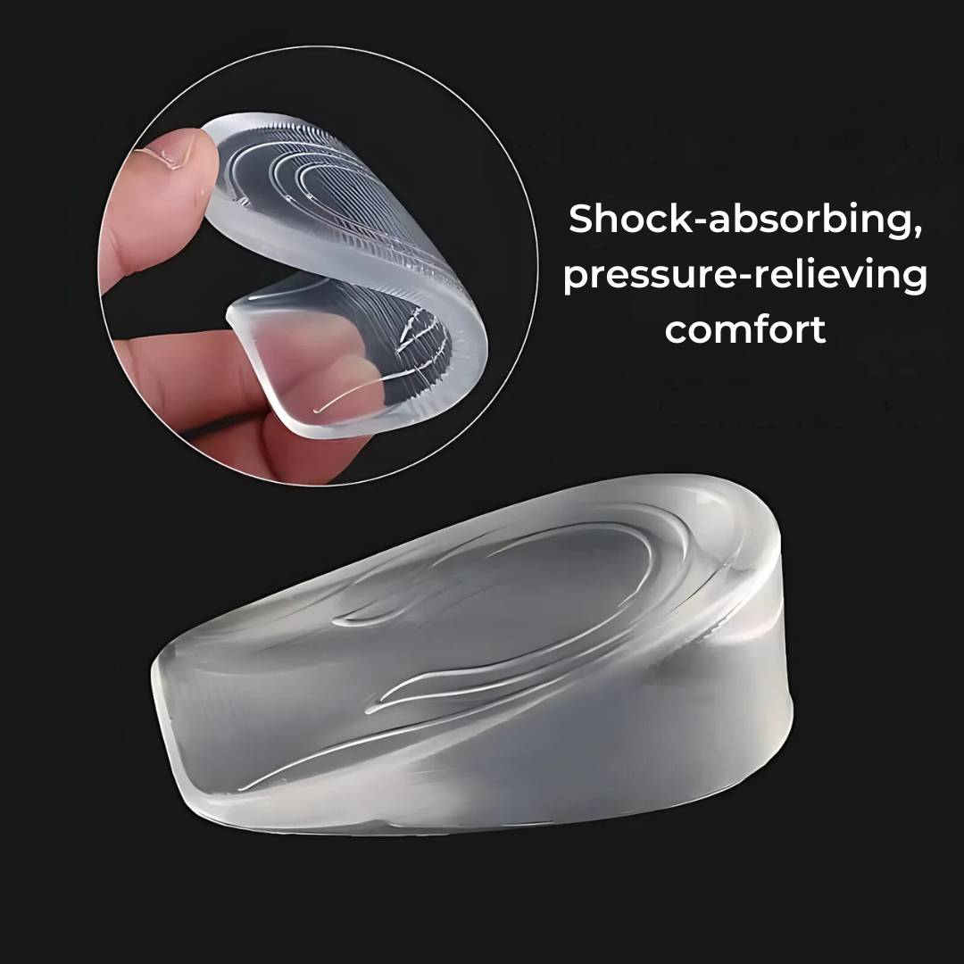 LiftComfort Silicone Gel Heel Lifting Inserts | Height Increase - Pain Relief for Plantar Fasciitis - Shock Absorption - Better Posture Glevato