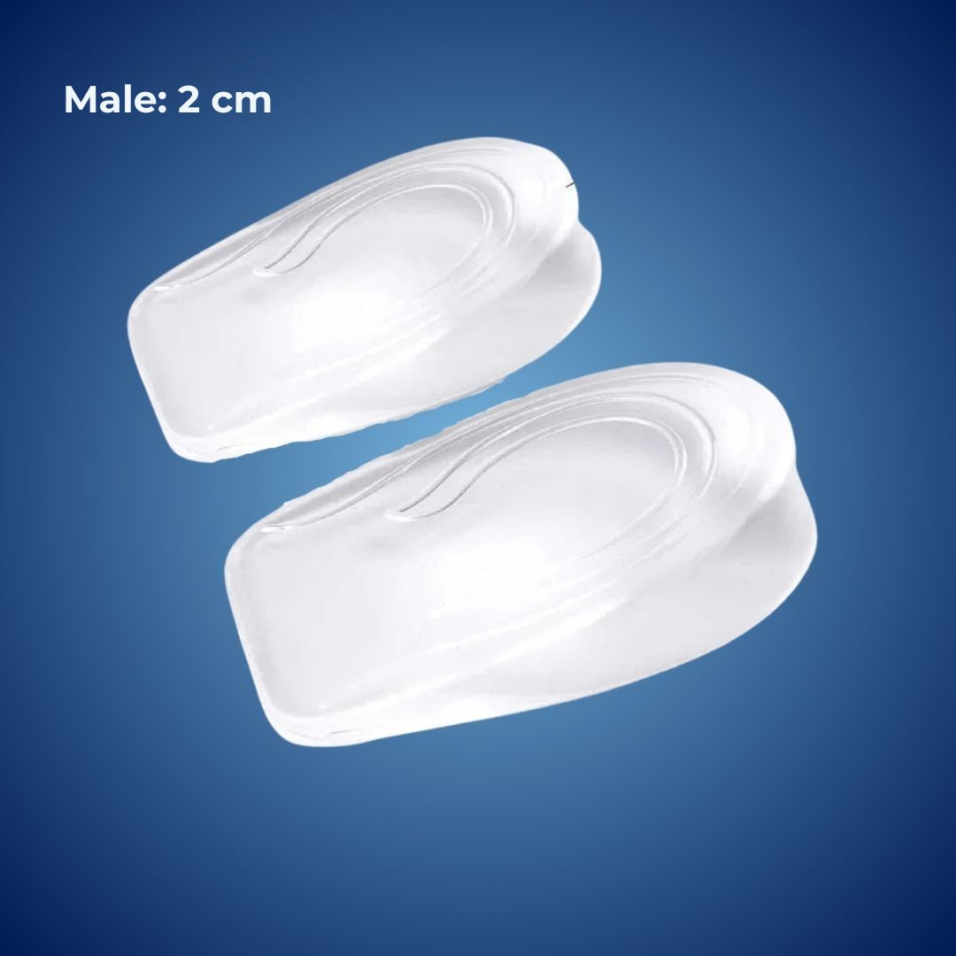 LiftComfort Silicone Gel Heel Lifting Inserts | Height Increase - Pain Relief for Plantar Fasciitis - Shock Absorption - Better Posture Glevato