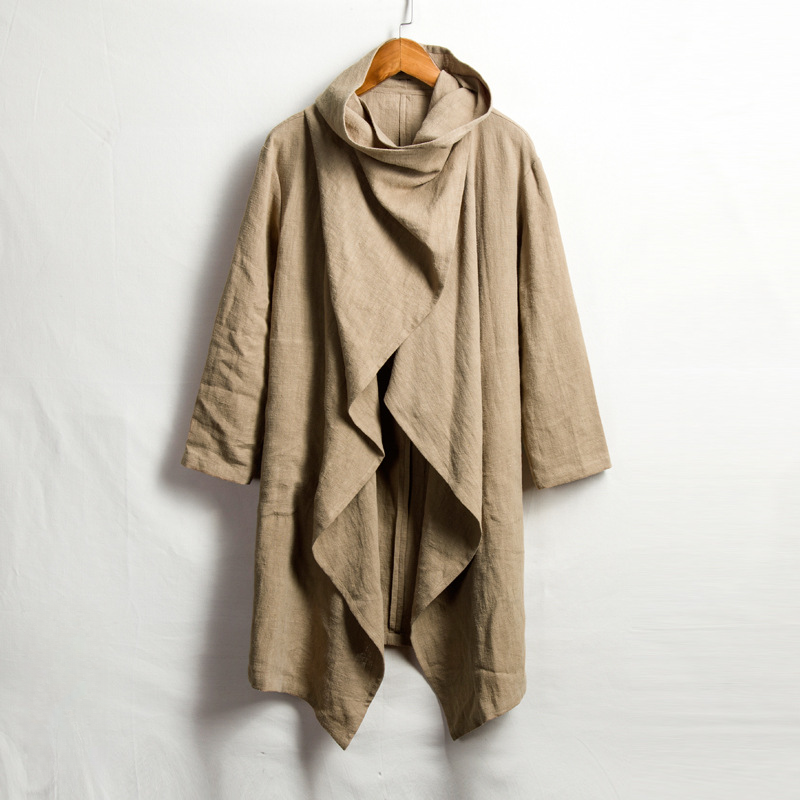 Lniana peleryna unisex z kapturem – swobodny styl