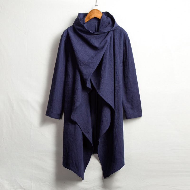 Lniana peleryna unisex z kapturem – swobodny styl