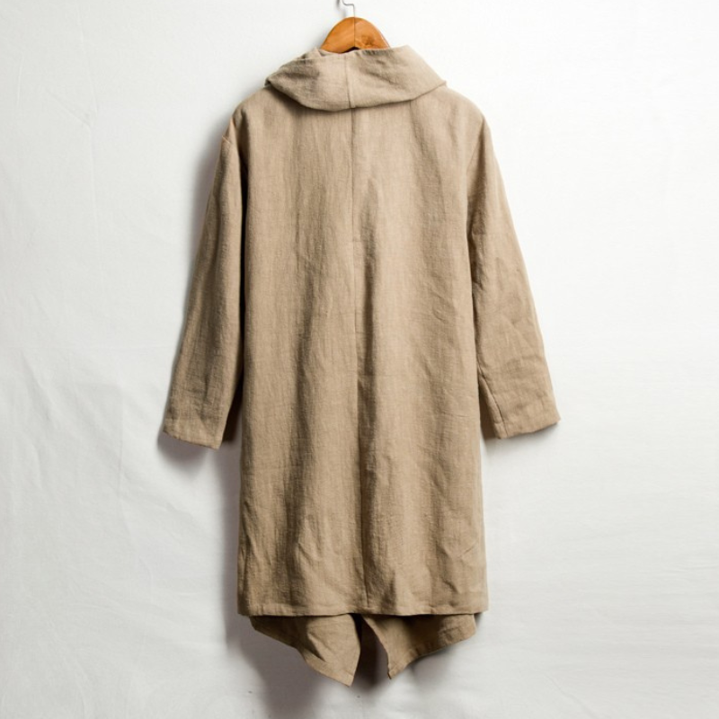 Lniana peleryna unisex z kapturem – swobodny styl