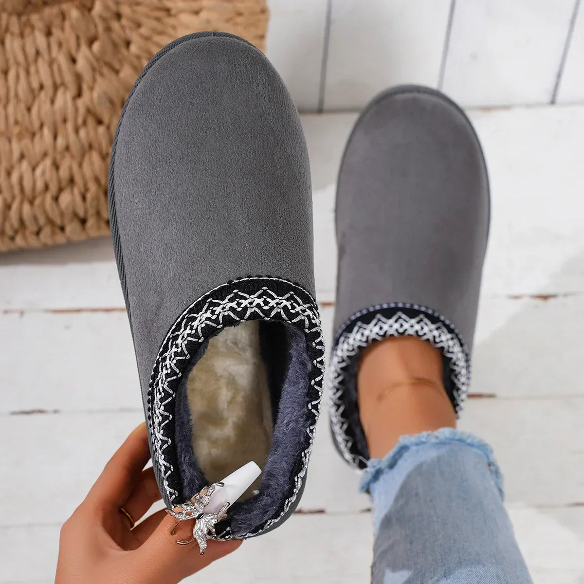 Luxury Cashmere Winter Boots for Women | Ultra-Warm, Thick Sole Slippers for Cozy Comfort