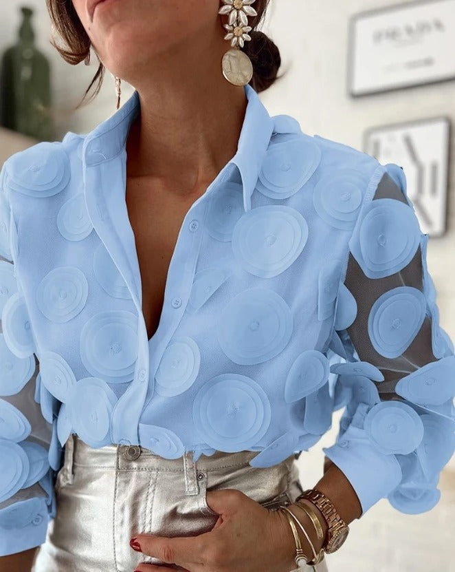 Melary - Women's Shirt with Elegant Collar and Fitted Cut