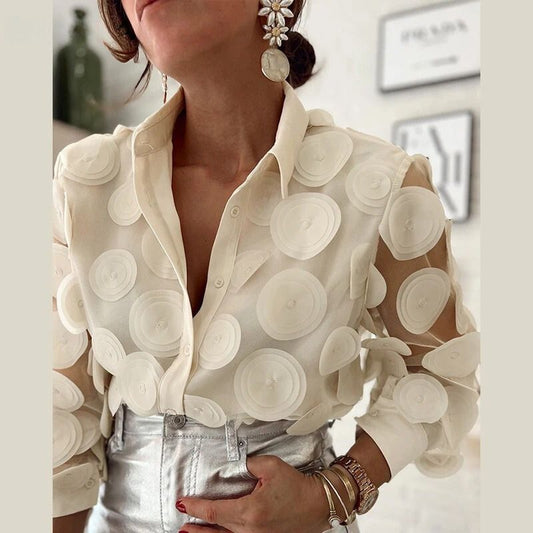Melary - Women's Shirt with Elegant Collar and Fitted Cut