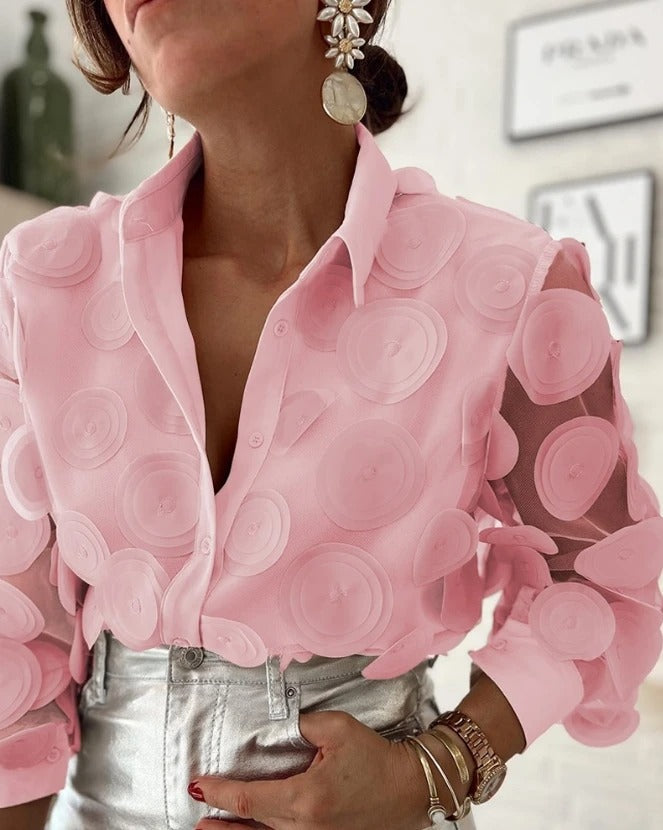 Melary - Women's Shirt with Elegant Collar and Fitted Cut