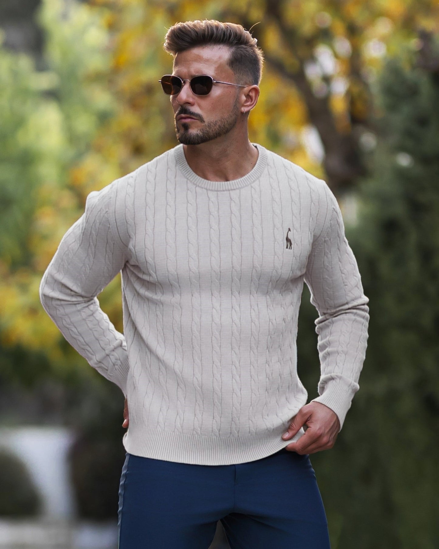 Men's Knitted Cotton Jumper - Autumn Edition