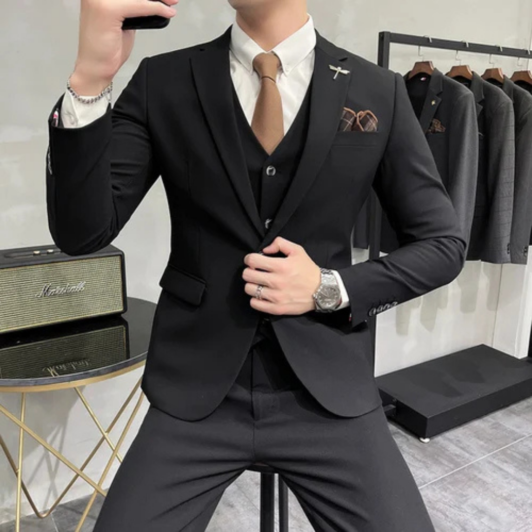 Men's Slim Fit Three-Piece Set | Autumn Formal