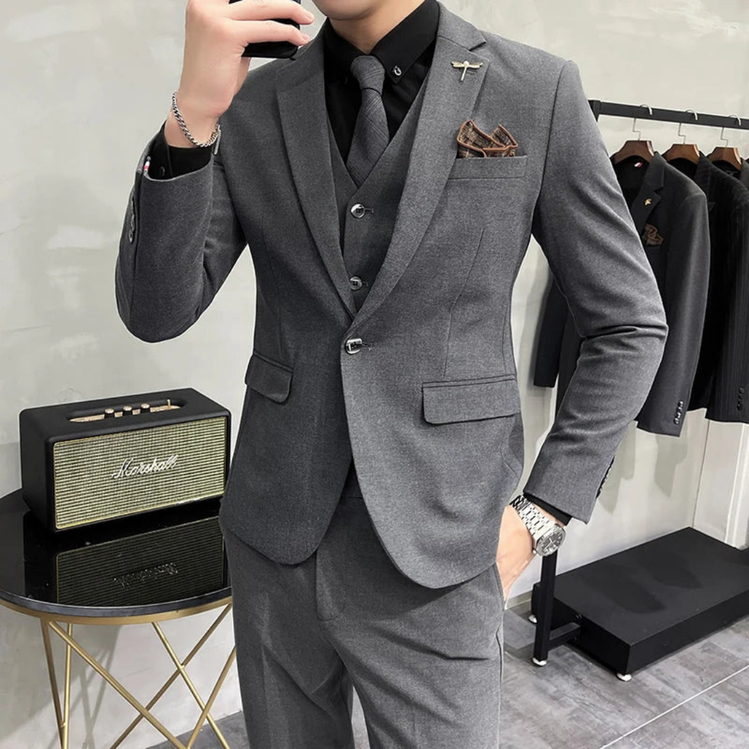 Men's Slim Fit Three-Piece Set | Autumn Formal