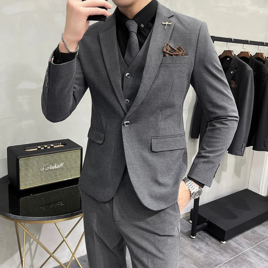 Men's Slim Fit Three-Piece Set | Autumn Formal
