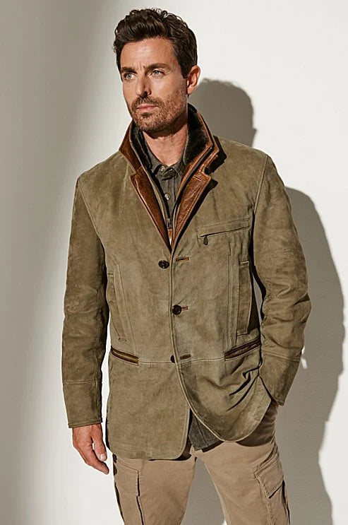 Men's Vintage Suede Jacket with Lining – Noam