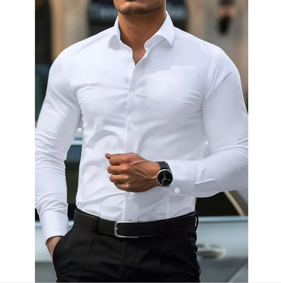 Męska koszula slim fit button-down w stylu biznesowym i casualowym