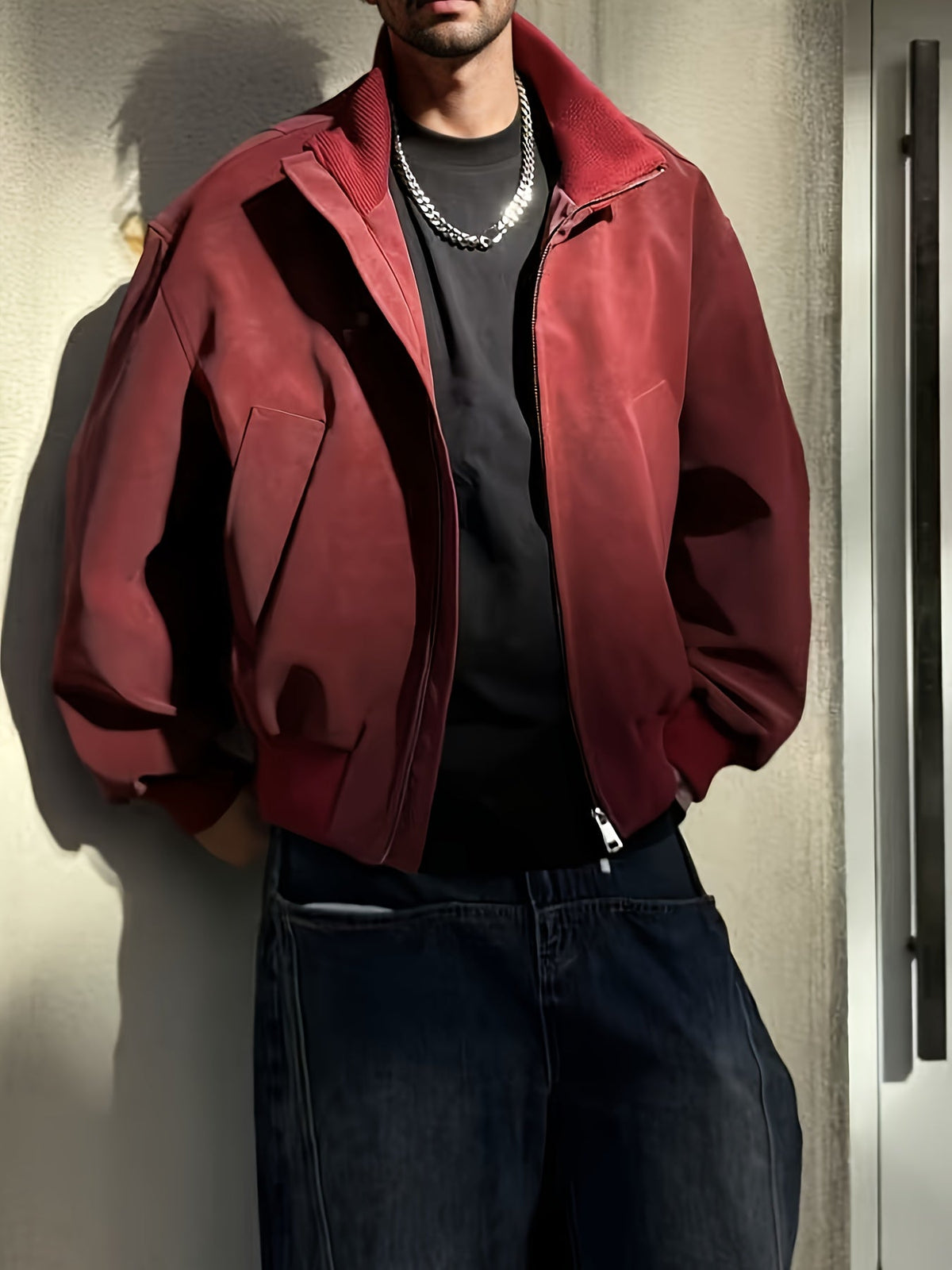Męska kurtka bomberka ze stójką zapinana na zamek w stylu streetwear casual