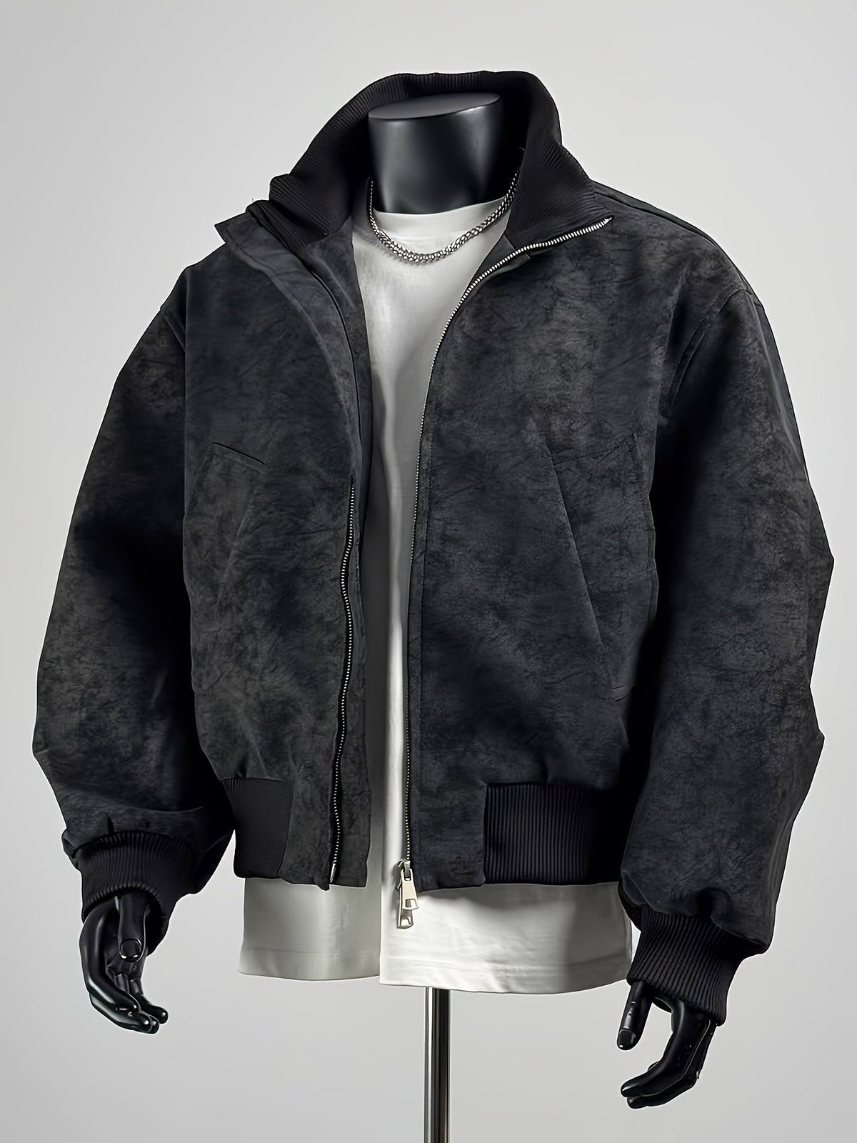 Męska kurtka bomberka ze stójką zapinana na zamek w stylu streetwear casual