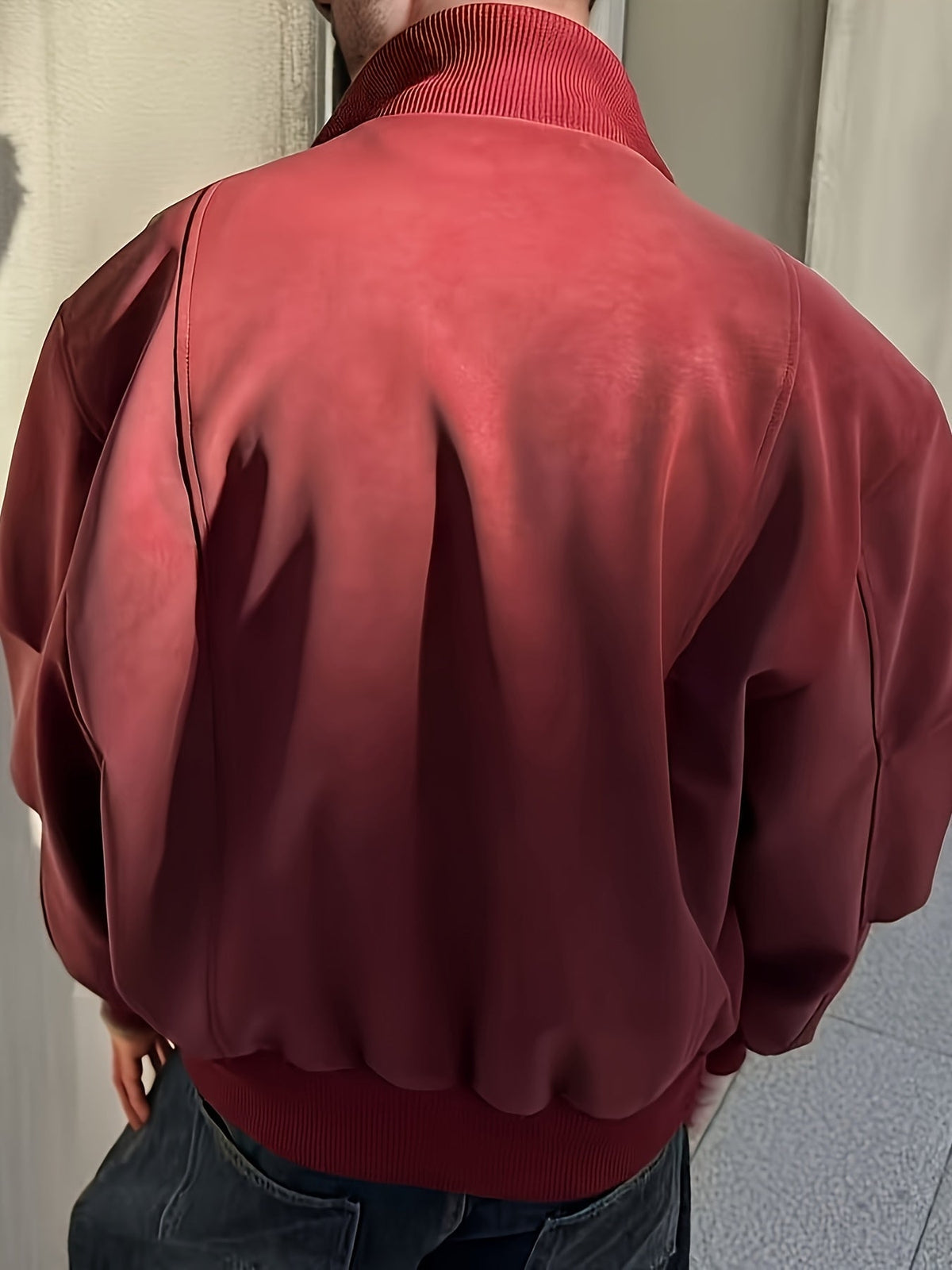 Męska kurtka bomberka ze stójką zapinana na zamek w stylu streetwear casual