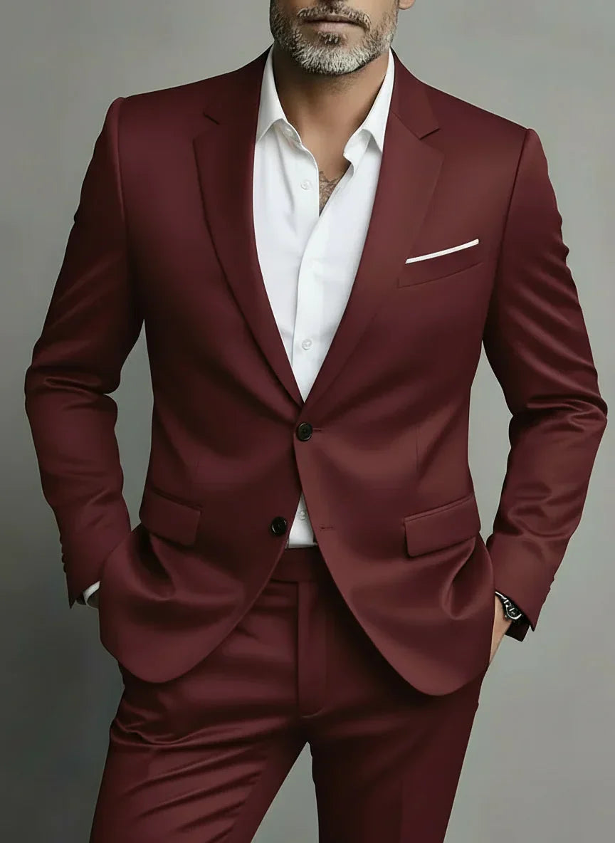 Męski dwuczęściowy garnitur slim fit do pracy i na wieczorowe wyjścia