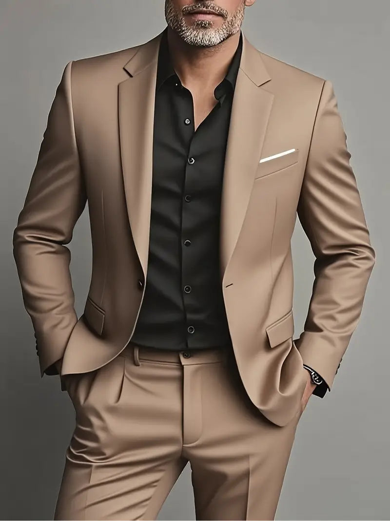 Męski dwuczęściowy garnitur slim fit do pracy i na wieczorowe wyjścia