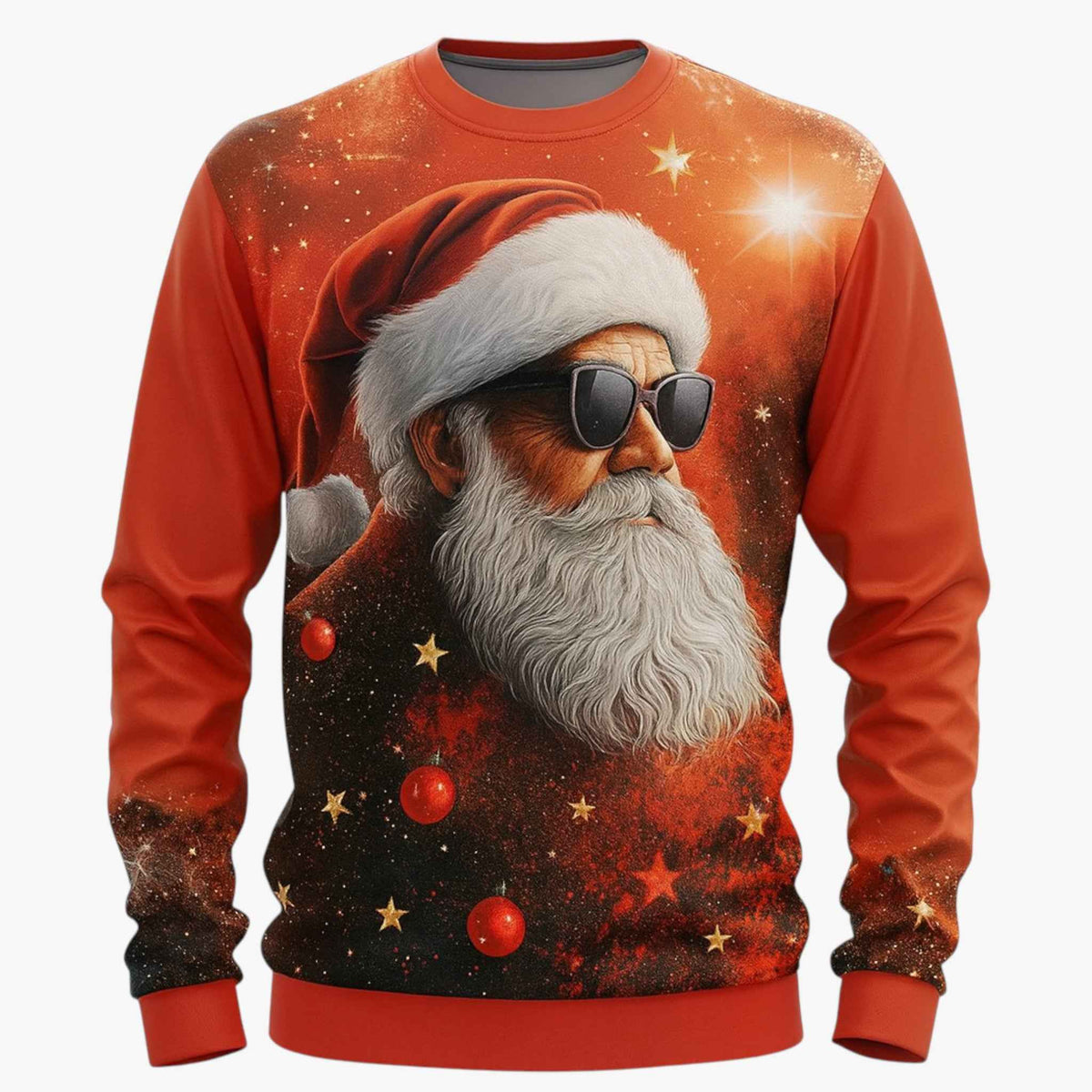 Męski sweter świąteczny z nadrukiem muzycznym 3D i okrągłym dekoltem | Bluza z długim rękawem na zimę i święta