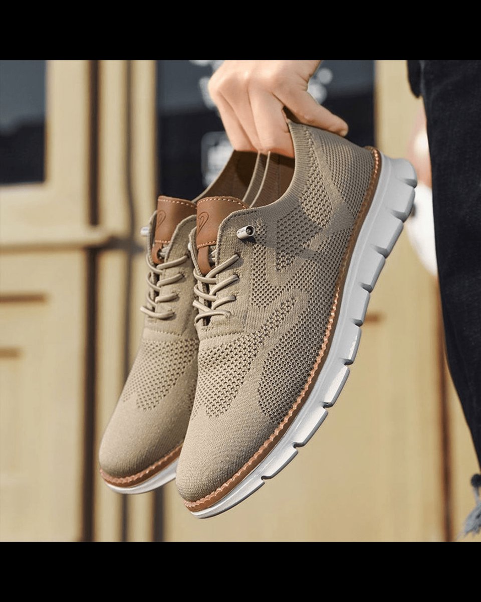 Męskie lekkie i oddychające dzianinowe sneakersy sznurowane casual