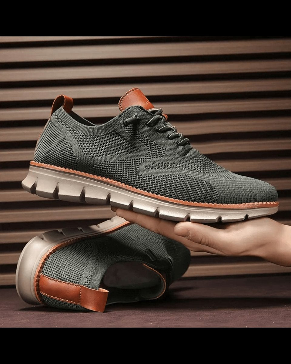 Męskie lekkie i oddychające dzianinowe sneakersy sznurowane casual