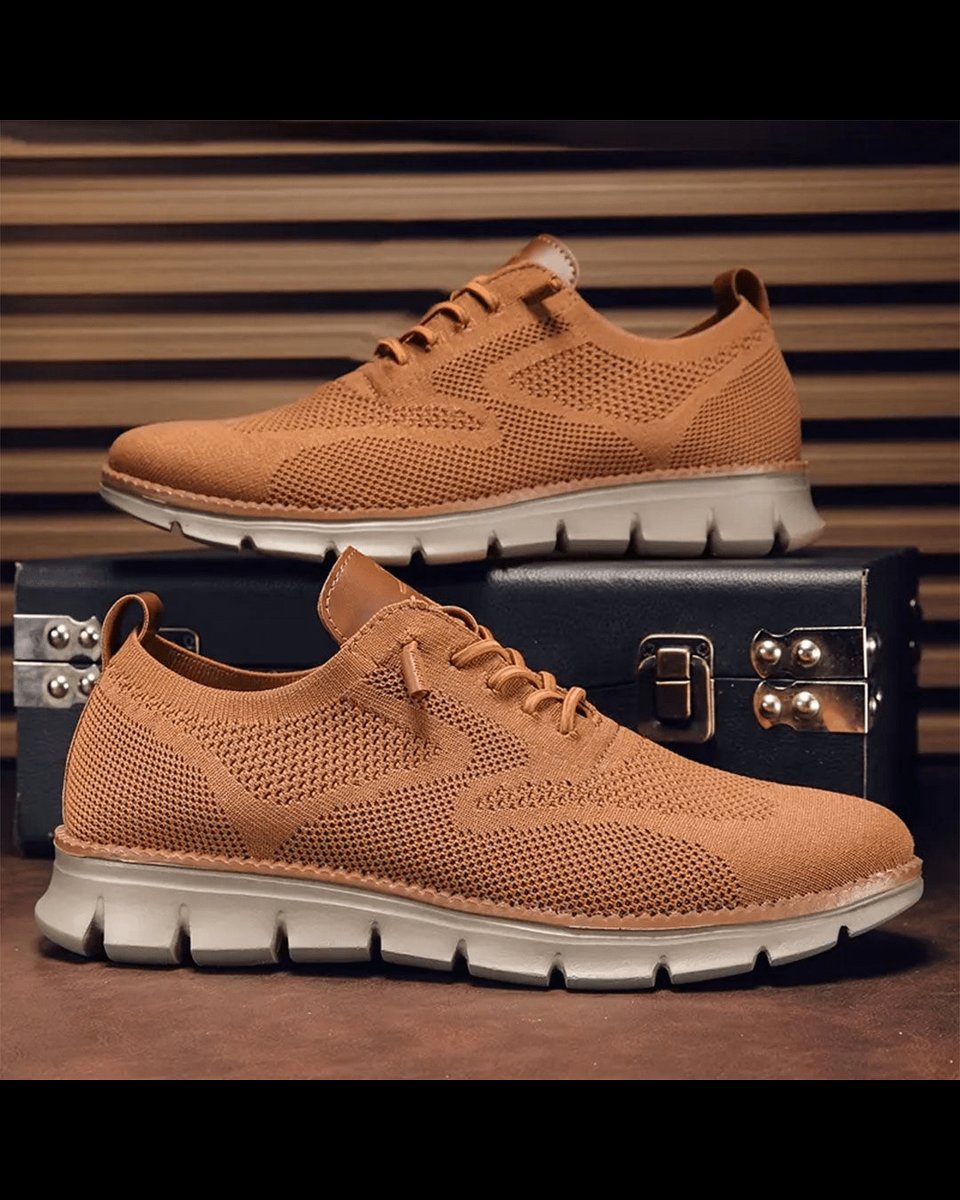 Męskie lekkie i oddychające dzianinowe sneakersy sznurowane casual