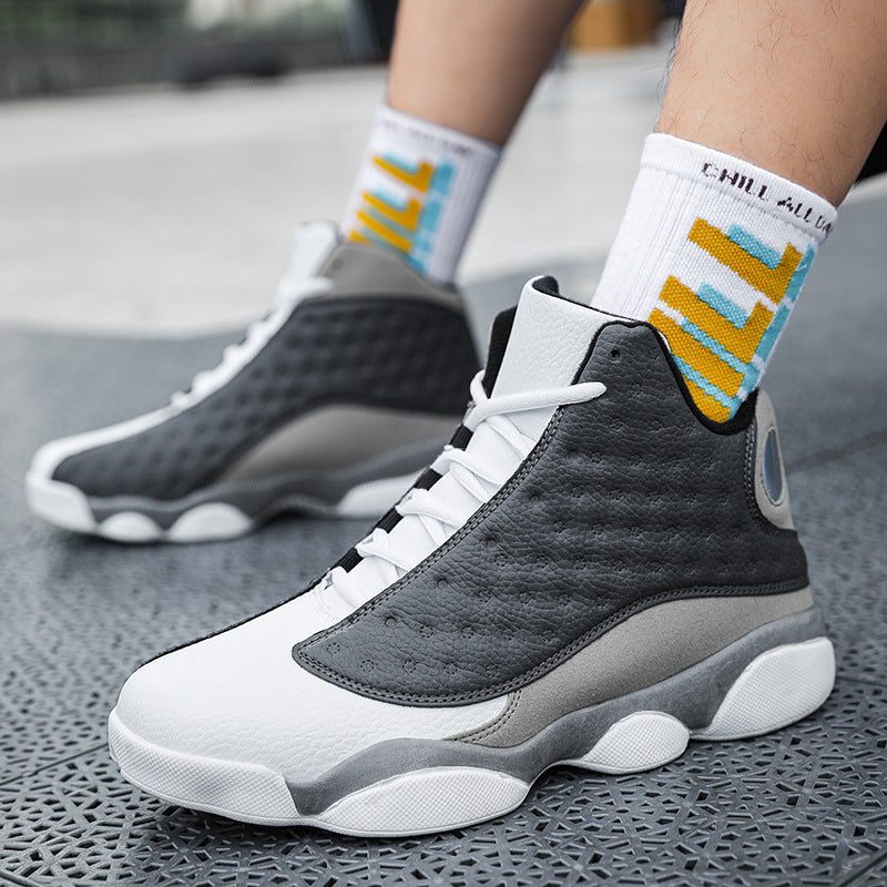 Męskie oddychające buty do koszykówki z wysoką cholewką, amortyzacją i antypoślizgową gumową podeszwą