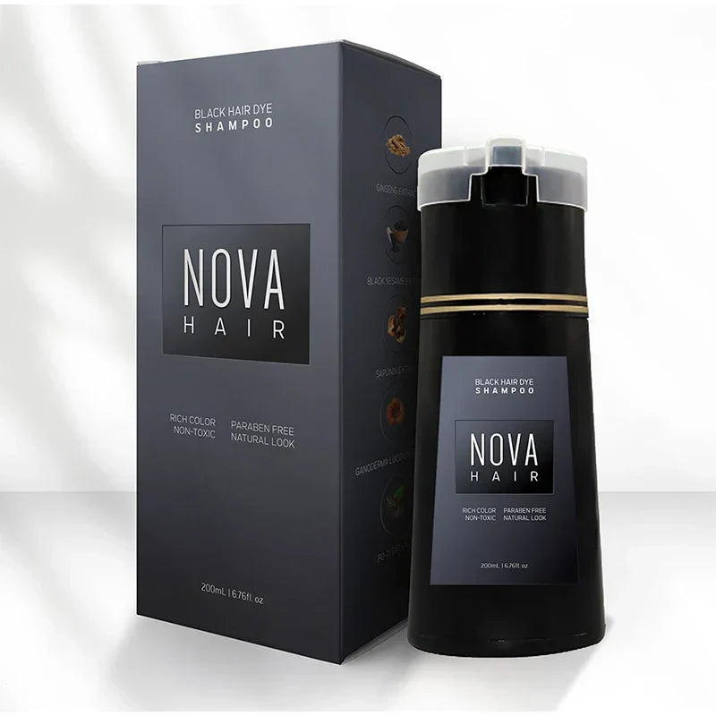 NovaHair Color+ Coloring Shampoo – Long-Lasting Coverage Without Ammonia, Easy Application, 5 Available Shades