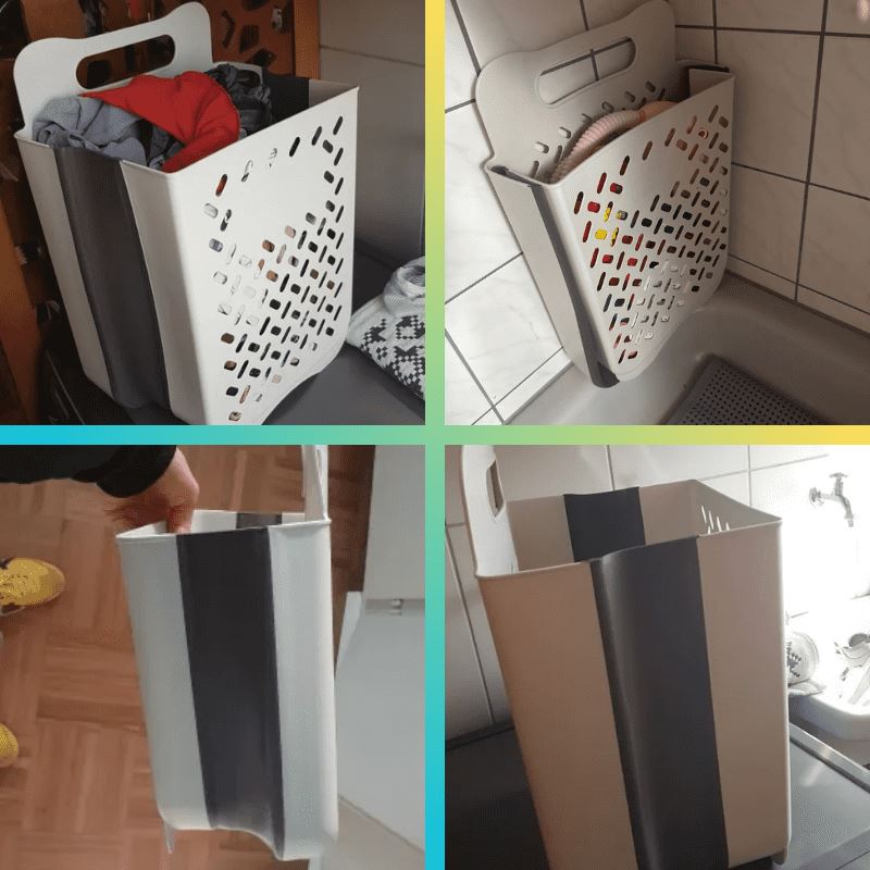 Oszczędzający miejsce kosz na pranie rozkładany i składany