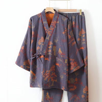 PAINTDRAPE – artystyczny bawełniany zestaw piżam kimono z akwarelowym wzorem dla domowego komfortu