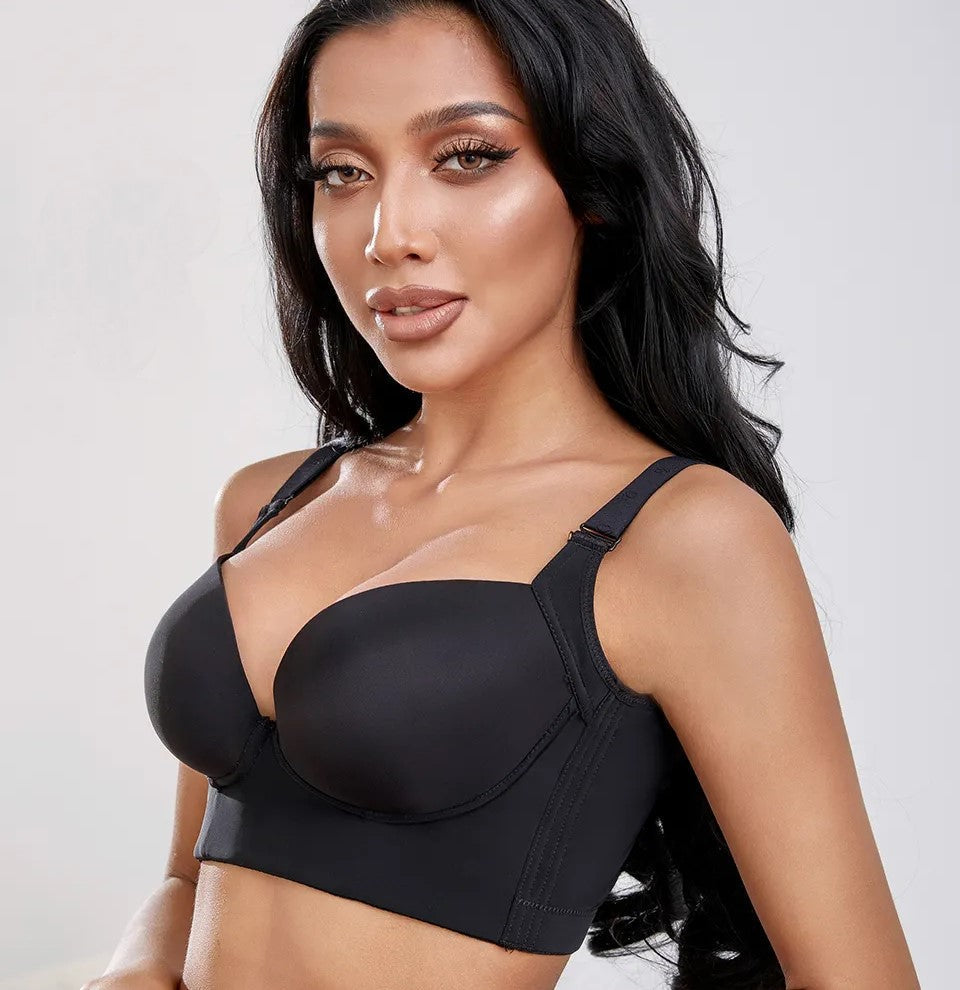 Plus-size push-up bra with deep cups.