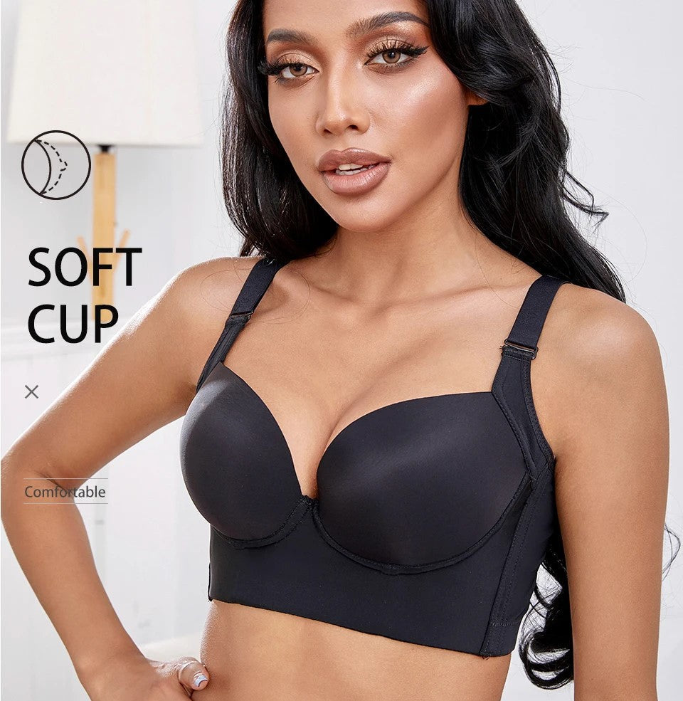 Plus-size push-up bra with deep cups.