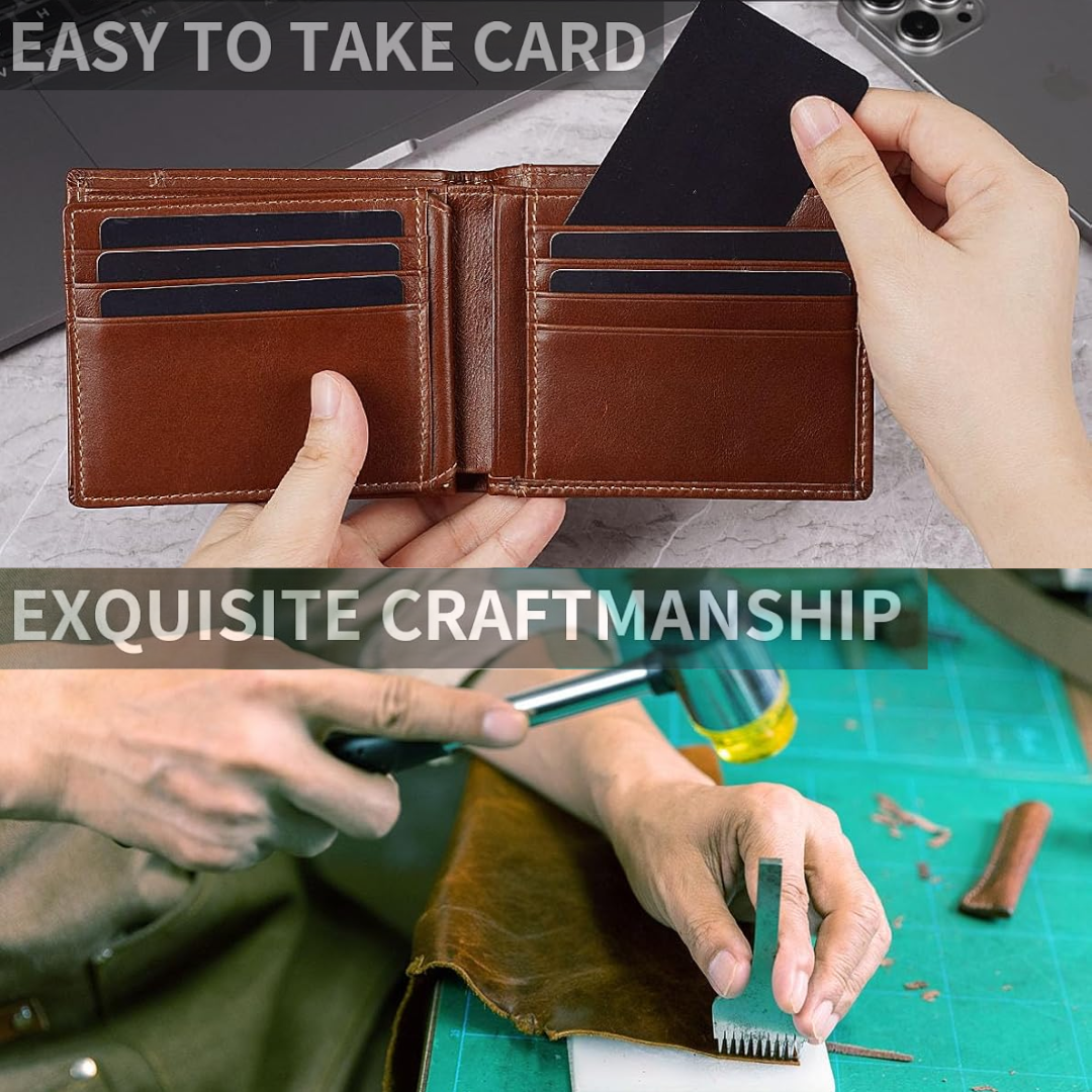 Premium RFID-Blocking Leather Bifold Wallet for Men - SlimArmor
